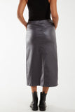 Magic String PU Coated Midi Skirt For Women  - Dropwear