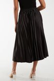 Satin Plisse Midi Skirt For Women  - Dropwear