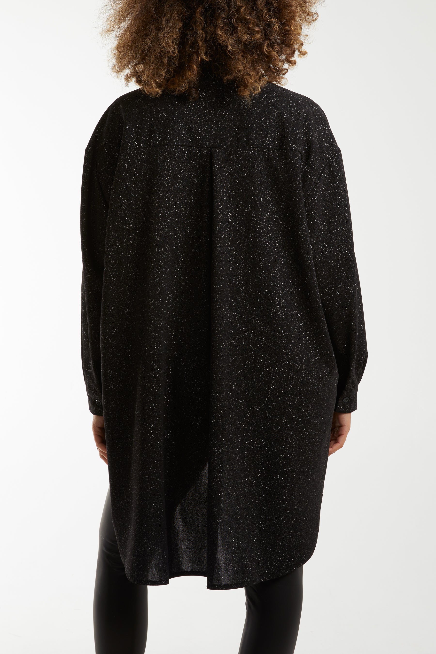 Glitter Oversized Long Sleeve Shirt For Women  - Dropwear