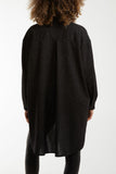 Glitter Oversized Long Sleeve Shirt For Women  - Dropwear