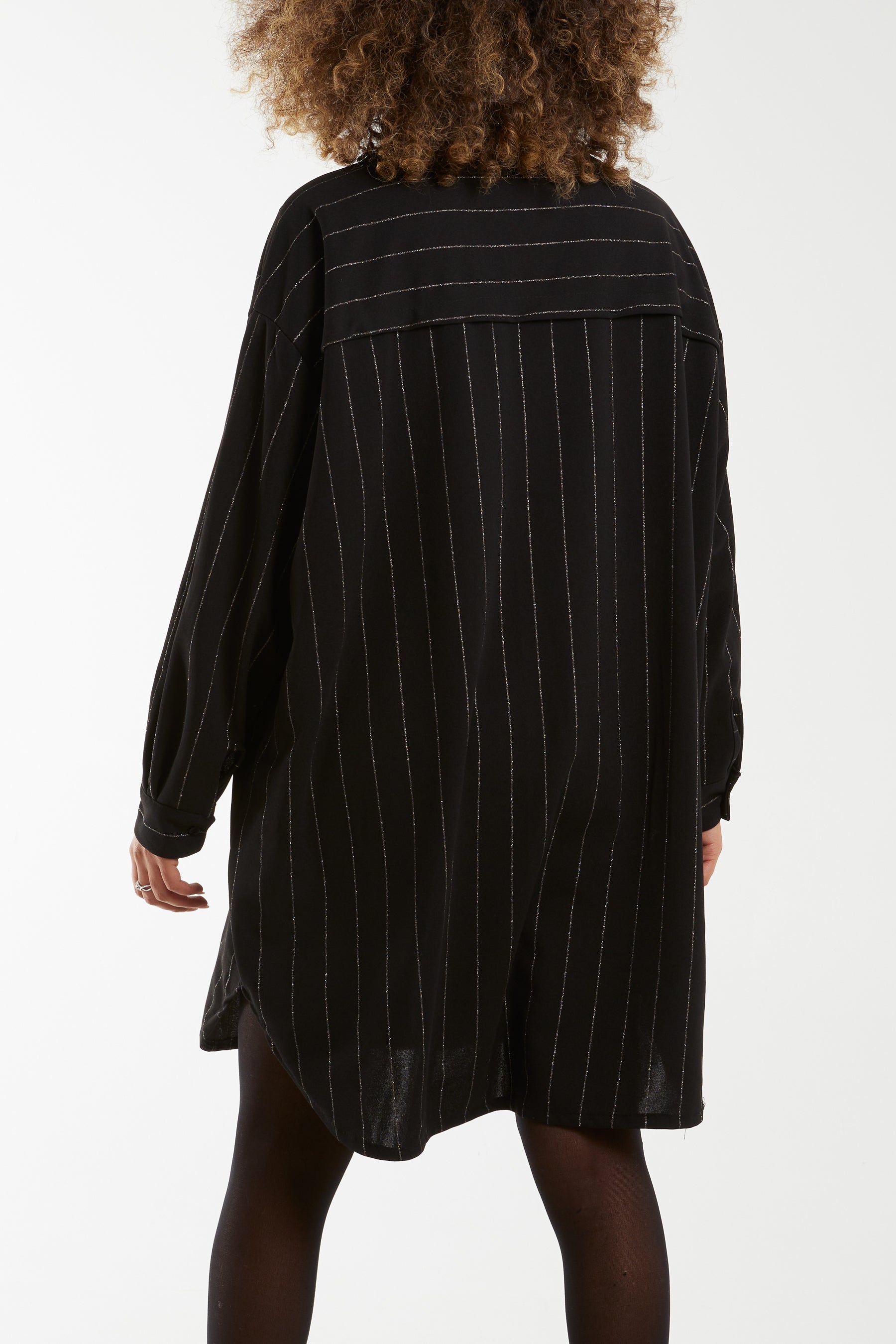 Glitter Stripes Oversized Shirt For Women  - Dropwear