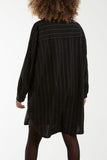 Glitter Stripes Oversized Shirt For Women  - Dropwear