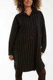 Glitter Stripes Oversized Shirt For Women  - Dropwear