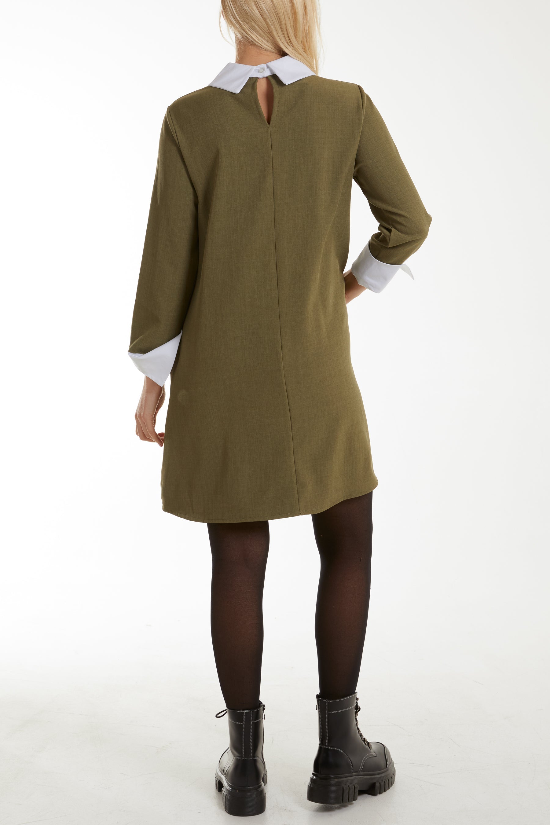 Collar & Cuff A Line Side Pocket Dress For Women  - Dropwear