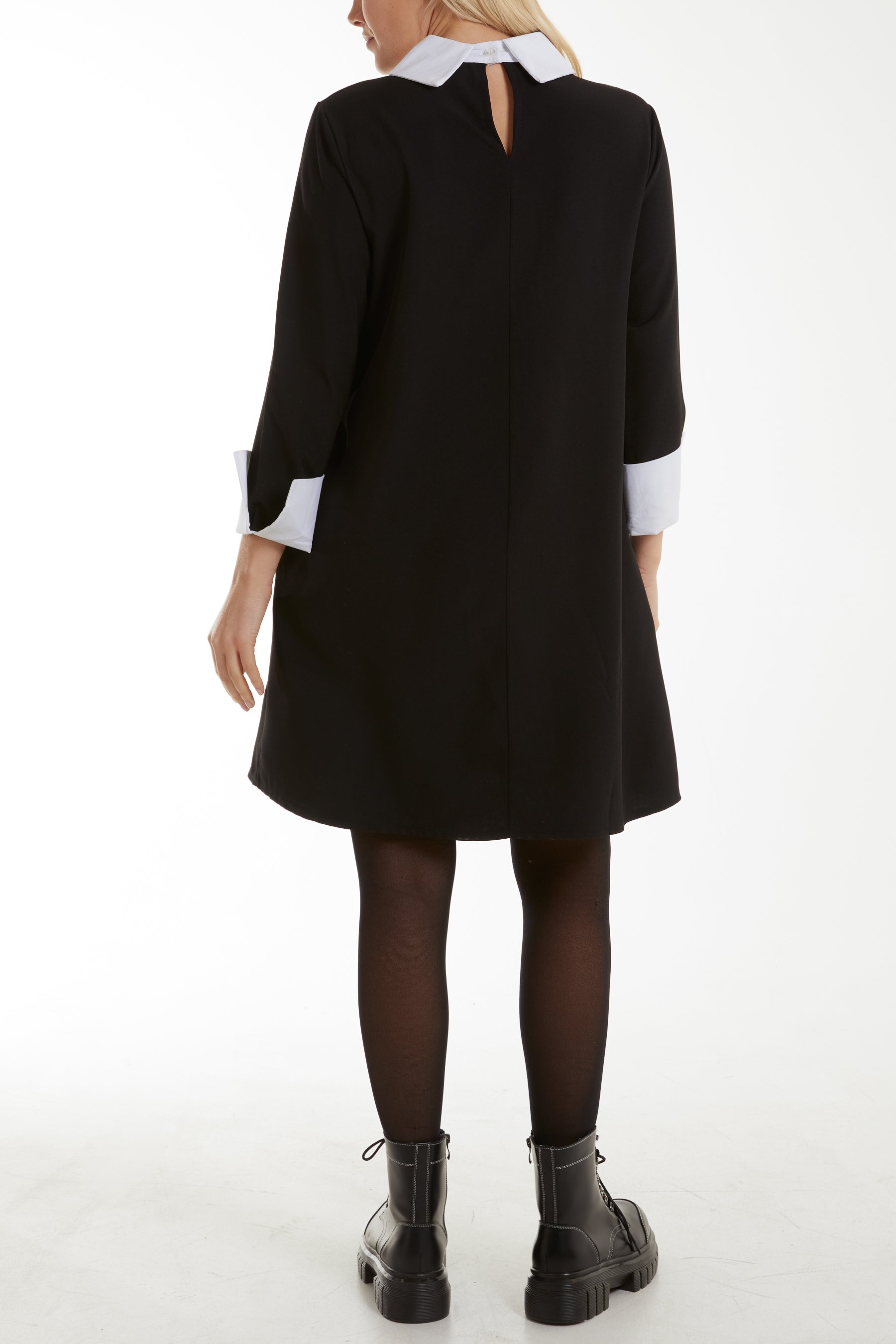 Khaki Collar & Cuff A Line Side Pocket Dress For Women ONE SIZE - Dropwear