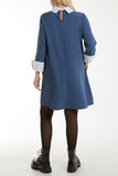 Navy Collar & Cuff A Line Side Pocket Dress For Women ONE SIZE - Dropwear