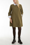 Collar & Cuff A Line Side Pocket Dress For Women  - Dropwear