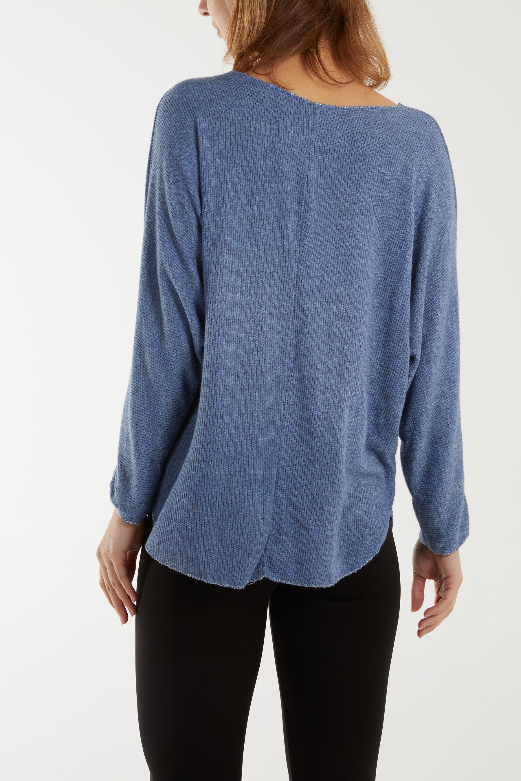 Waffle Fine Knit Batwing Necklace Jumper For Women  - Dropwear