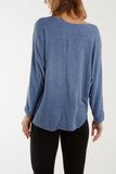 Waffle Fine Knit Batwing Necklace Jumper For Women  - Dropwear
