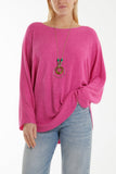 Grey Waffle Fine Knit Batwing Necklace Jumper For Women ONE SIZE - Dropwear