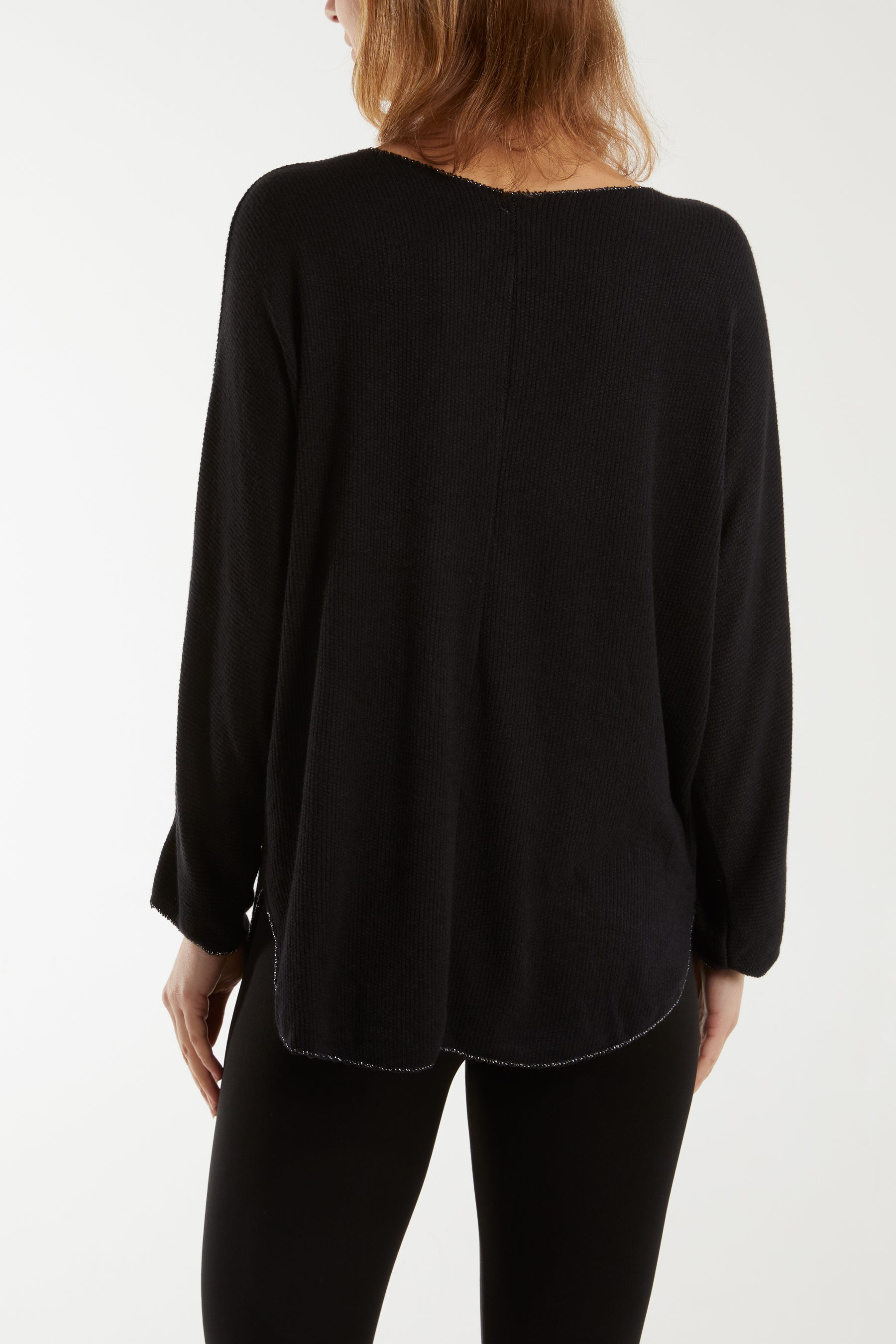 Waffle Fine Knit Batwing Necklace Jumper For Women  - Dropwear