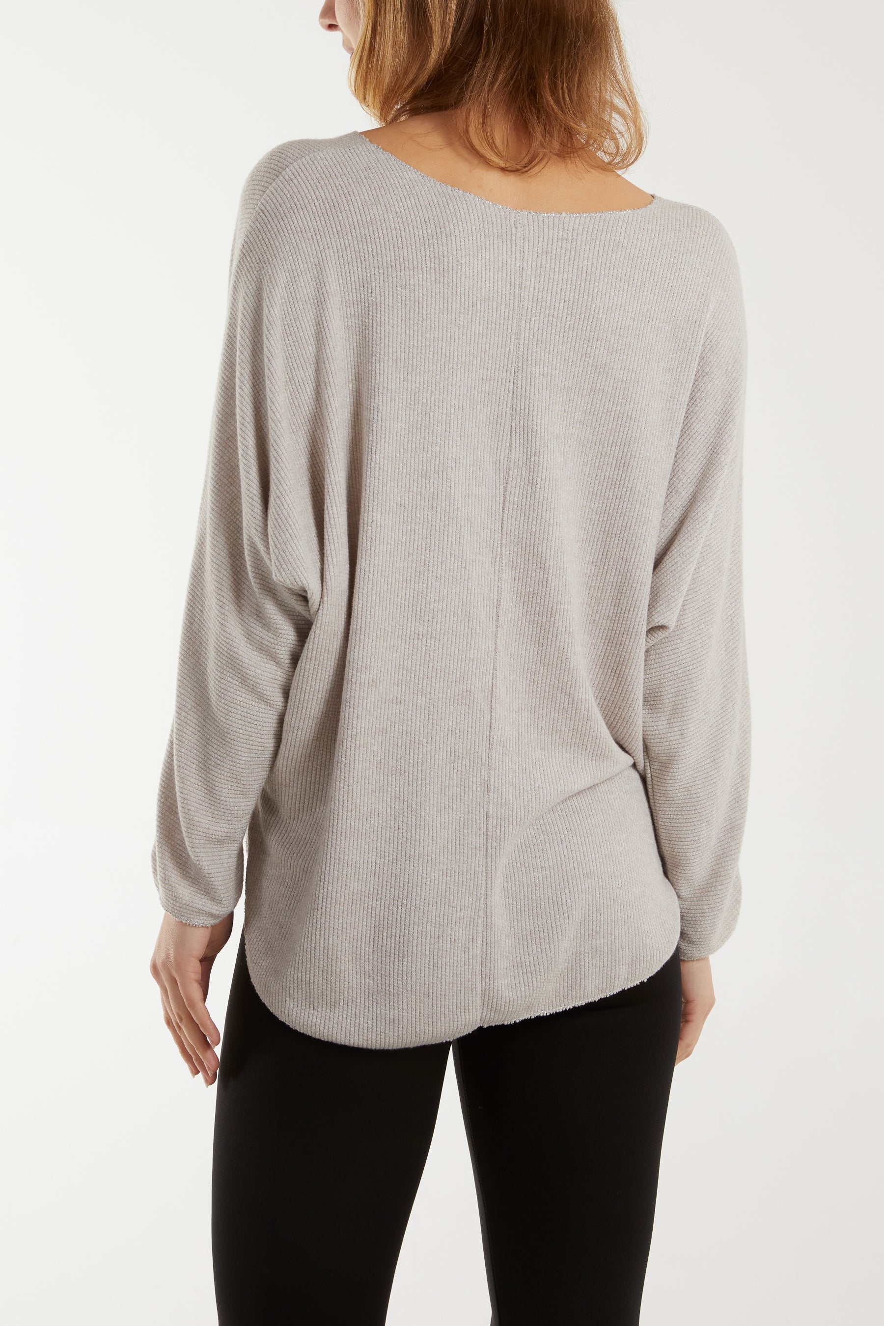 Light Blue Waffle Fine Knit Batwing Necklace Jumper For Women ONE SIZE - Dropwear