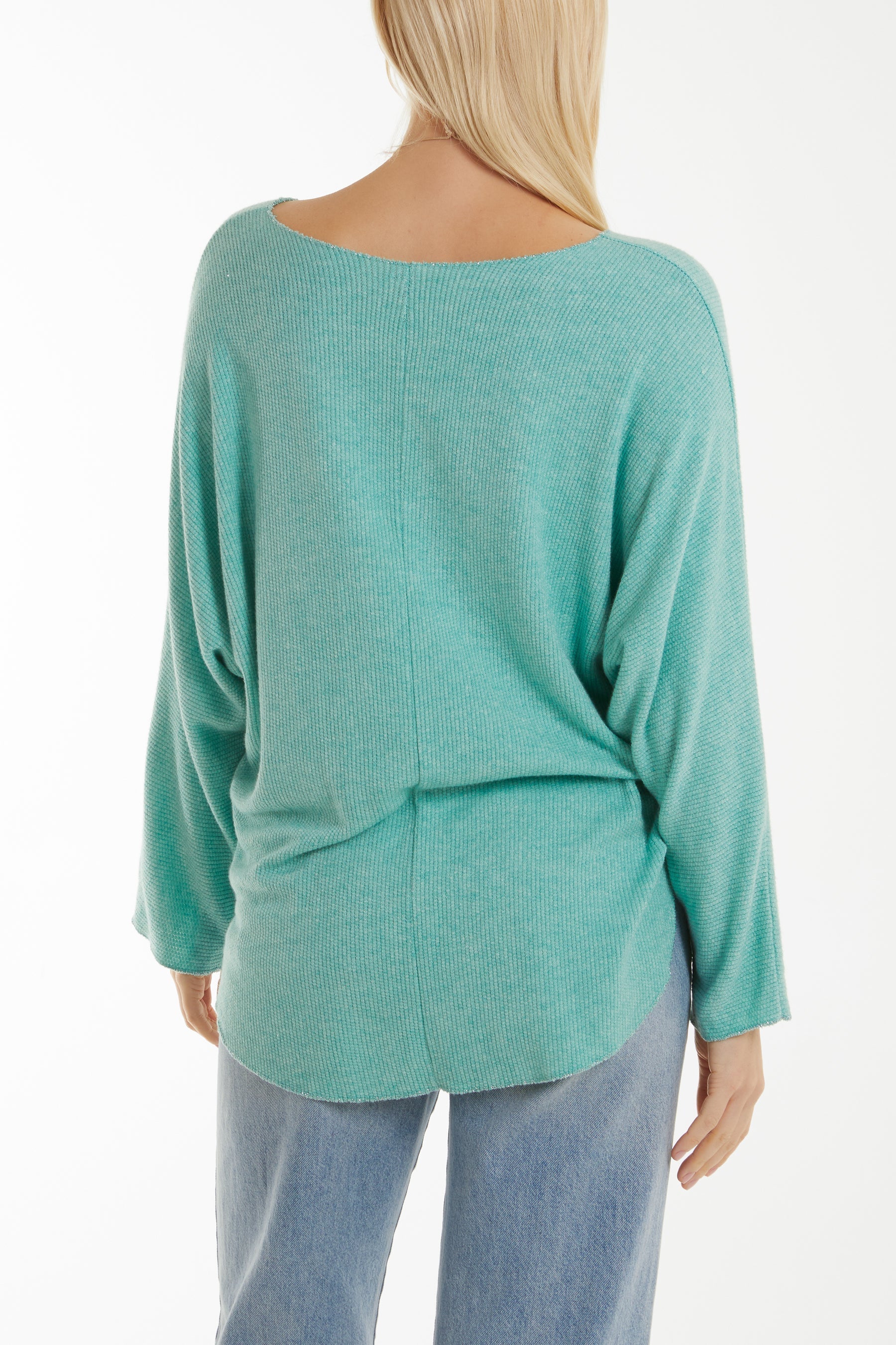 Stone Waffle Fine Knit Batwing Necklace Jumper For Women ONE SIZE - Dropwear