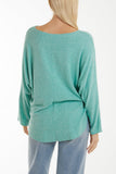 Stone Waffle Fine Knit Batwing Necklace Jumper For Women ONE SIZE - Dropwear