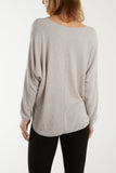 Light Blue Waffle Fine Knit Batwing Necklace Jumper For Women ONE SIZE - Dropwear