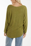 Mint Waffle Fine Knit Batwing Necklace Jumper For Women ONE SIZE - Dropwear