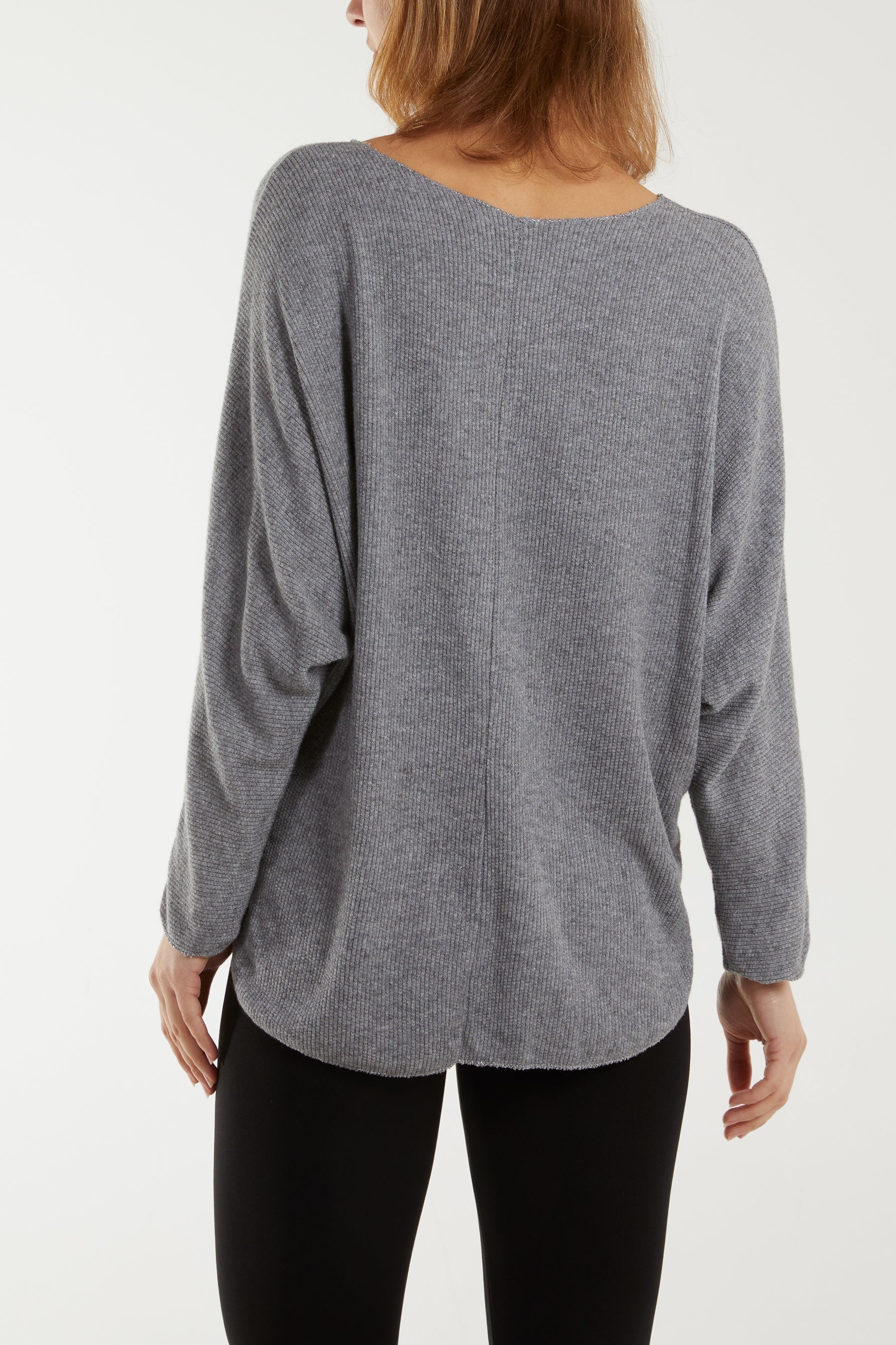 Waffle Fine Knit Batwing Necklace Jumper For Women  - Dropwear