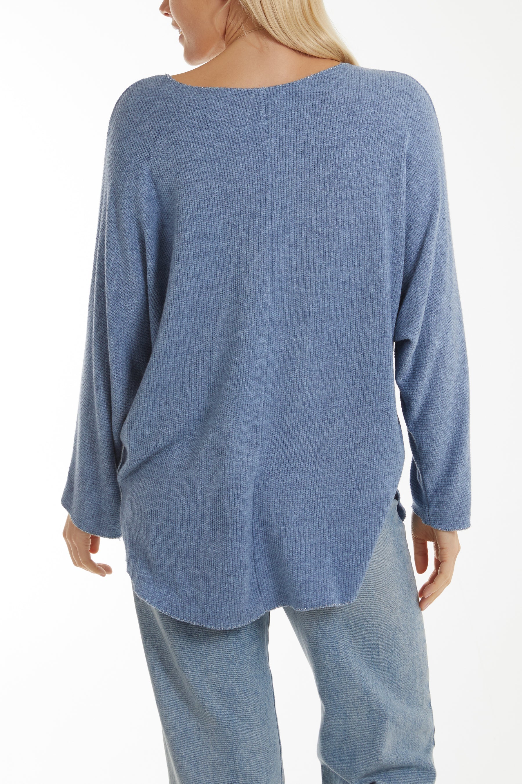 Waffle Fine Knit Batwing Necklace Jumper For Women  - Dropwear