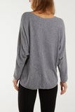 Waffle Fine Knit Batwing Necklace Jumper For Women  - Dropwear