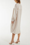 Long Sleeve Pockets Shirt Dress For Women  - Dropwear