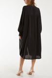 Long Sleeve Pockets Shirt Dress For Women  - Dropwear