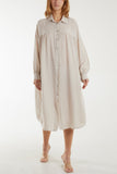 Long Sleeve Pockets Shirt Dress For Women  - Dropwear