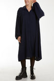 Black Front Flaps Long Sleeve Shirt Dress For Women ONE SIZE - Dropwear