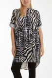 Black Mixed Animal Print Mini Dress/Shirt For Women ONE SIZE - Dropwear