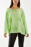 Stone Flocking Double Star Top For Women ONE SIZE - Dropwear