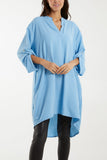 V-Neck Button Sleeve Long Top For Women  - Dropwear