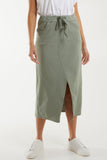 Slate Magic String Front Split Pencil Skirt For Women ONE SIZE - Dropwear