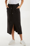 Navy Magic String Front Split Pencil Skirt For Women ONE SIZE - Dropwear