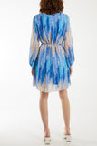 Blurred Zig Zag Belted Mini Dress For Women  - Dropwear