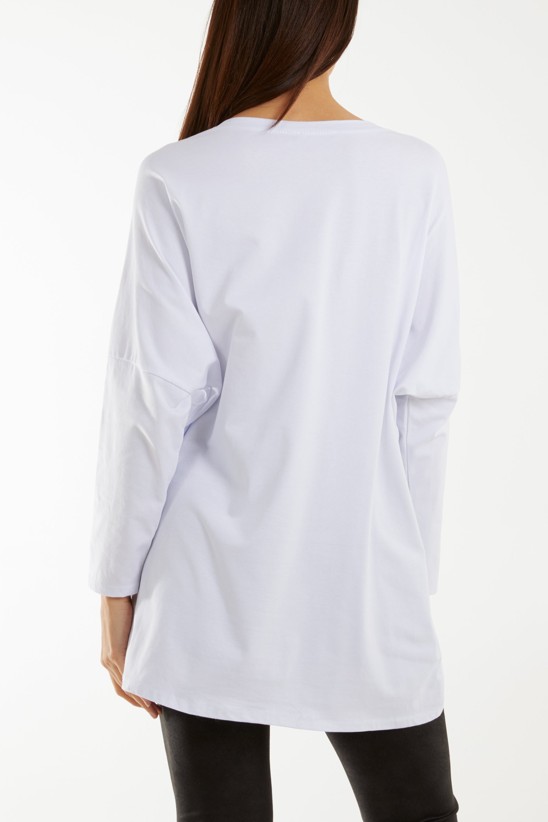 Light Blue Love Rainbow Sequin Long Sleeve Top For Women ONE SIZE - Dropwear
