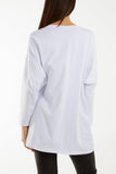 Light Blue Love Rainbow Sequin Long Sleeve Top For Women ONE SIZE - Dropwear