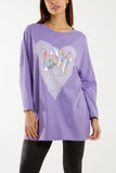 Denim Love Rainbow Sequin Long Sleeve Top For Women ONE SIZE - Dropwear