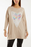 Love Rainbow Sequin Long Sleeve Top
