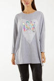Beige Love Rainbow Sequin Long Sleeve Top For Women ONE SIZE - Dropwear