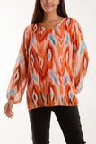 Blurred Zig Zag Pleated Blouse For Women  - Dropwear