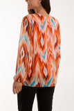 Blurred Zig Zag Pleated Blouse For Women  - Dropwear