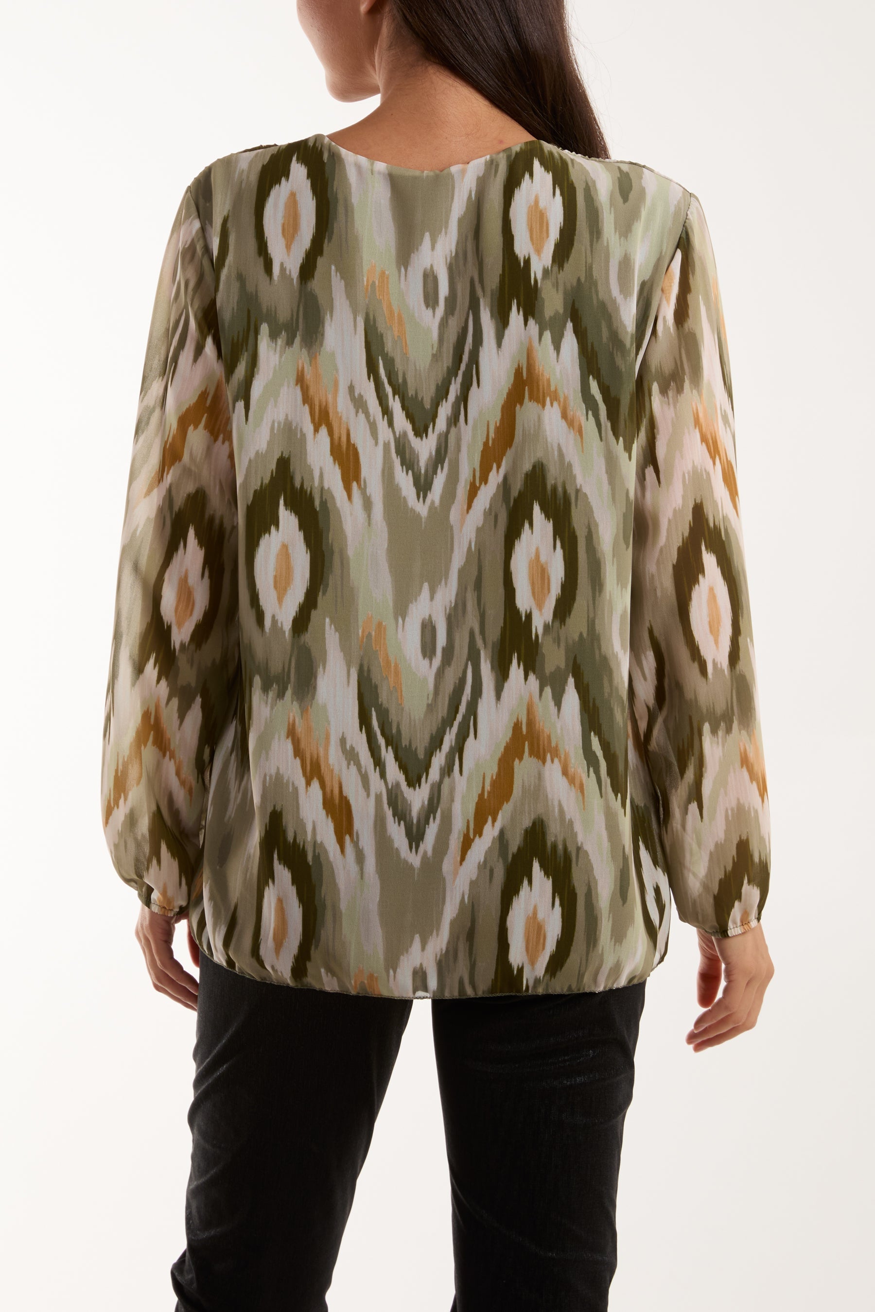 Blurred Zig Zag Pleated Blouse For Women  - Dropwear