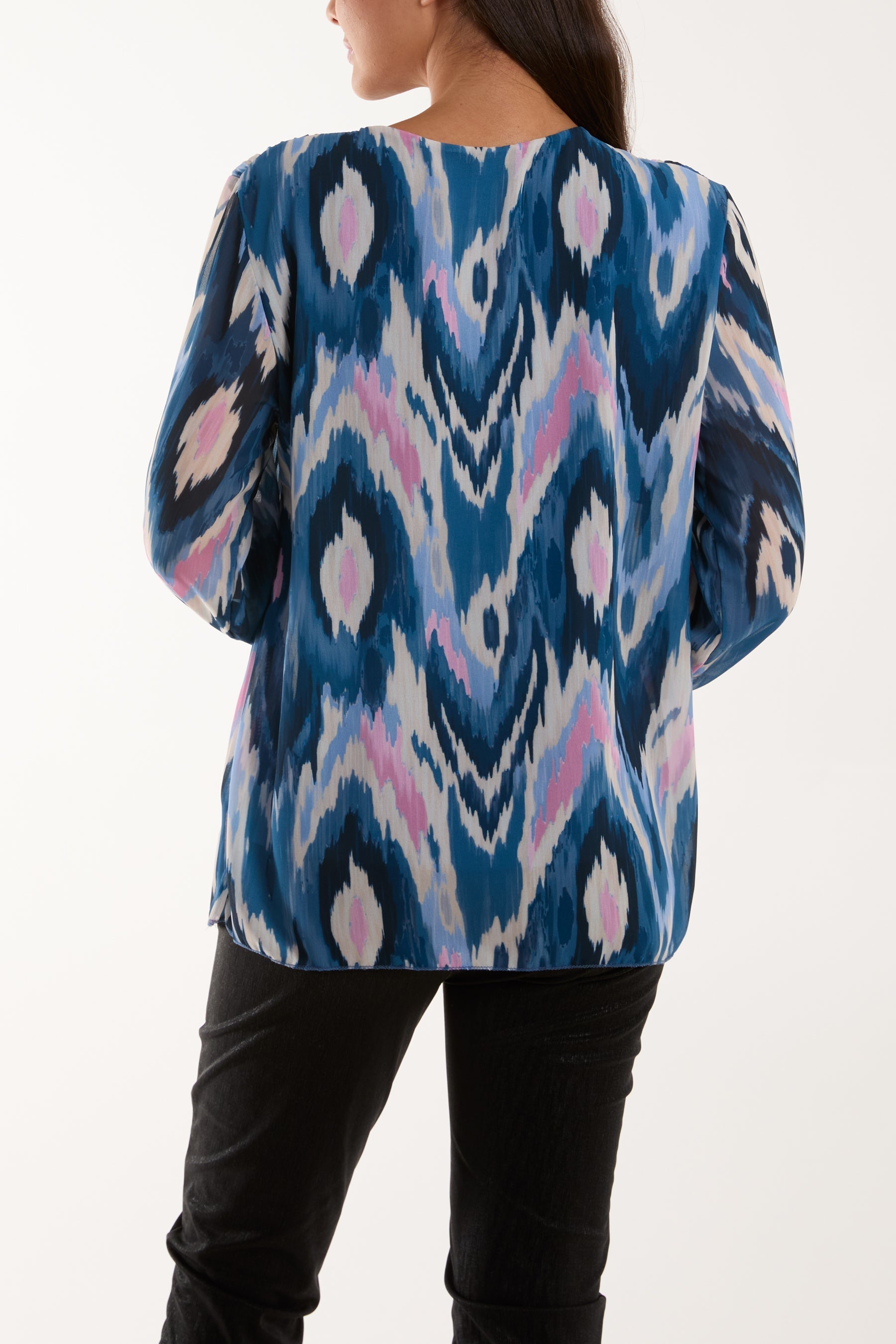 Blurred Zig Zag Pleated Blouse For Women  - Dropwear