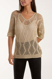 Black Diamond Lurex Crochet Top For Women ONE SIZE - Dropwear