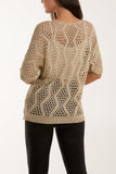 Gold Diamond Lurex Crochet Top For Women ONE SIZE - Dropwear