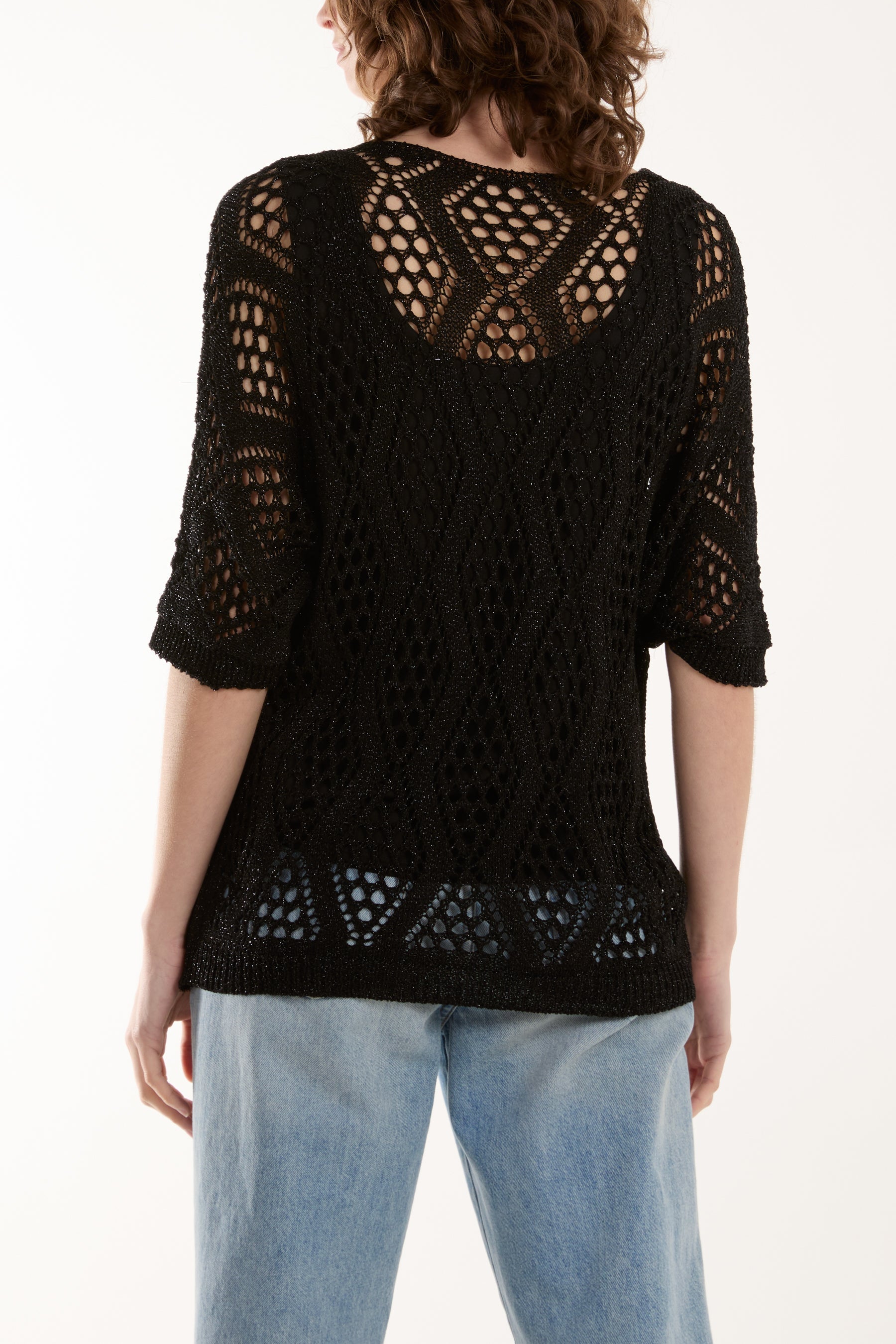 Diamond Lurex Crochet Top For Women  - Dropwear