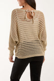 Gold Satin Bow Back Crochet Knit Top For Women ONE SIZE - Dropwear