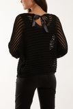 Satin Bow Back Crochet Knit Top For Women  - Dropwear