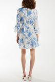 Lily Print Sleeve Detail Mini Dress For Women  - Dropwear