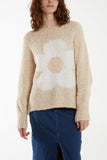 Cream Wool Blend Daisy Boucle Super Soft Knit For Women ONE SIZE - Dropwear