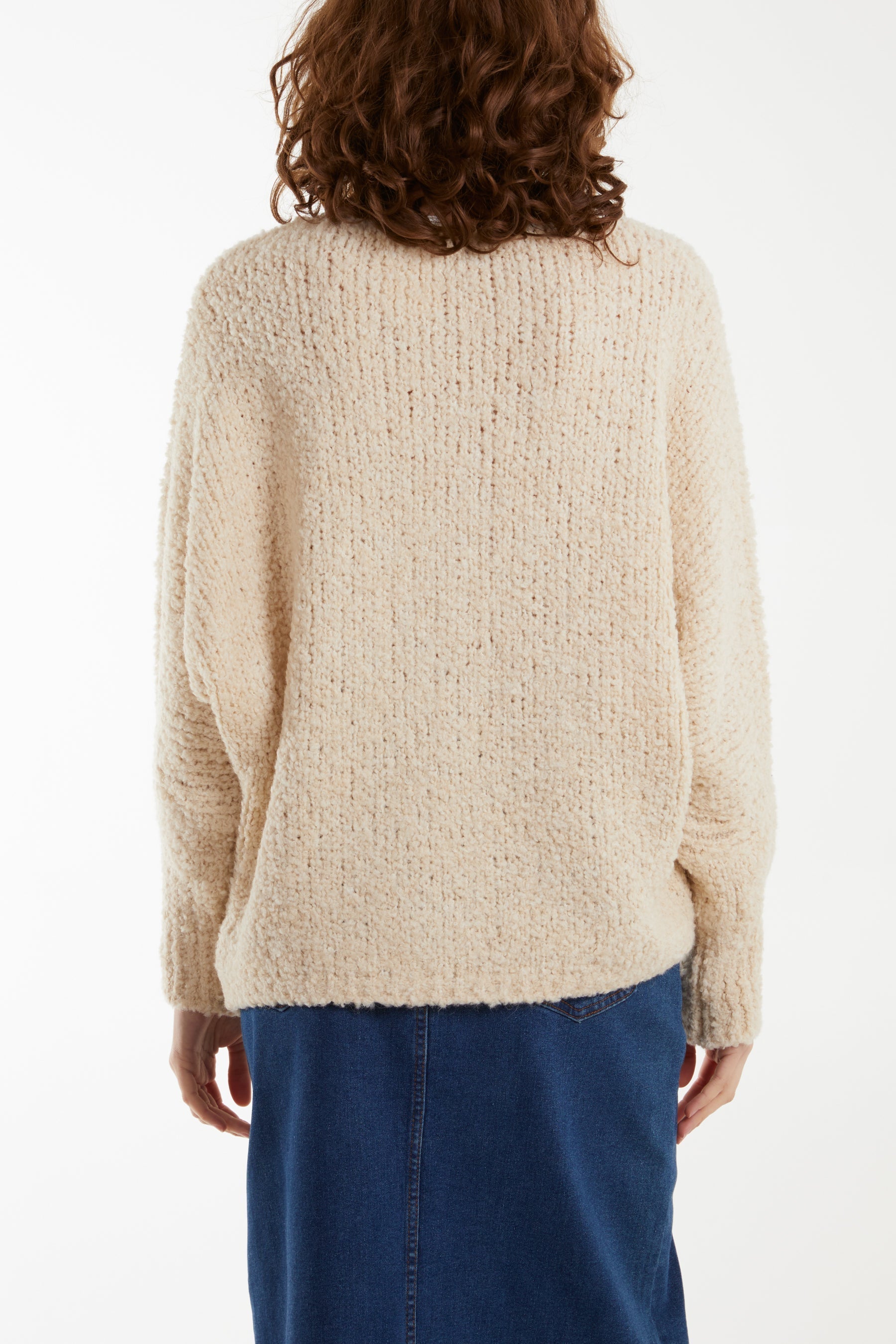 Denim Wool Blend Daisy Boucle Super Soft Knit For Women ONE SIZE - Dropwear